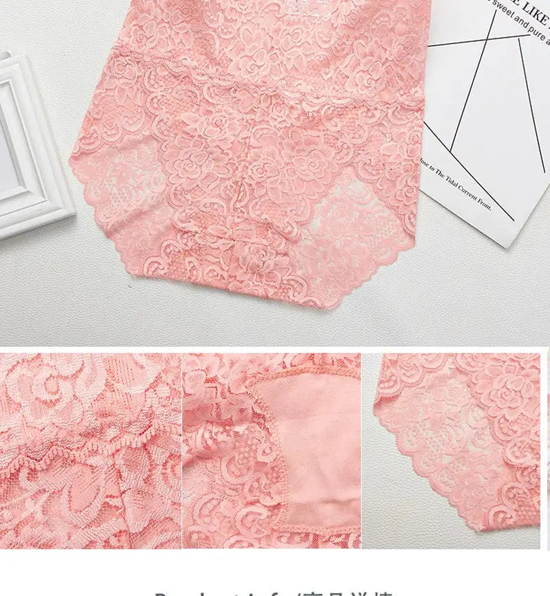 Seamless women's shapewear high-waist lace tummy-control knickers, pink, Simples Market