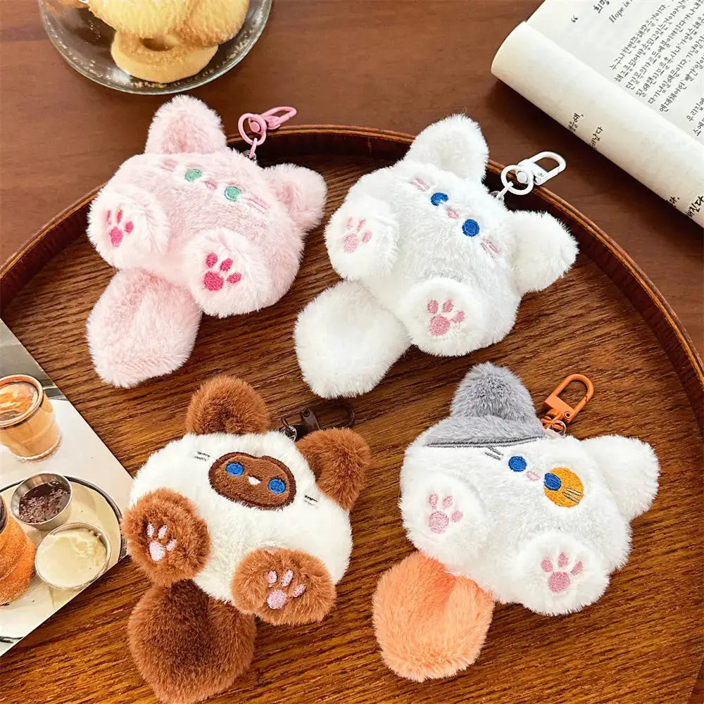 Cute Plush Cat Doll Pendant For Backpacks And Bags Soft Rabbit Fur Animal Charm Keychain Gift For Girls