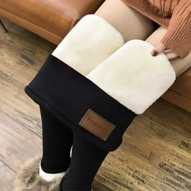 LuxeLamb Lamb Fleece Ankle Length Leggings For Women Seamless High Waist Thermal Warm Winter Tights