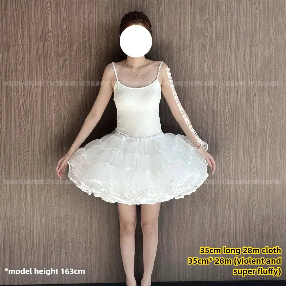 Simples Market 35cm Lolita petticoat underskirt, white fluffy mesh crinoline, short tutu style.