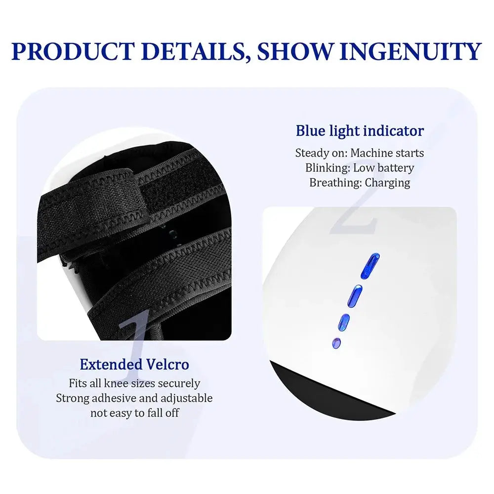 foreverlily Smart Knee Massager by Simples Market with adjustable Velcro strap and blue indicator lights.