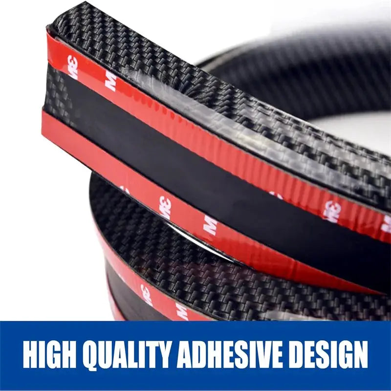 Car spoiler trim strips by Simples Market, carbon fiber look with red 3M adhesive backing, universal fit