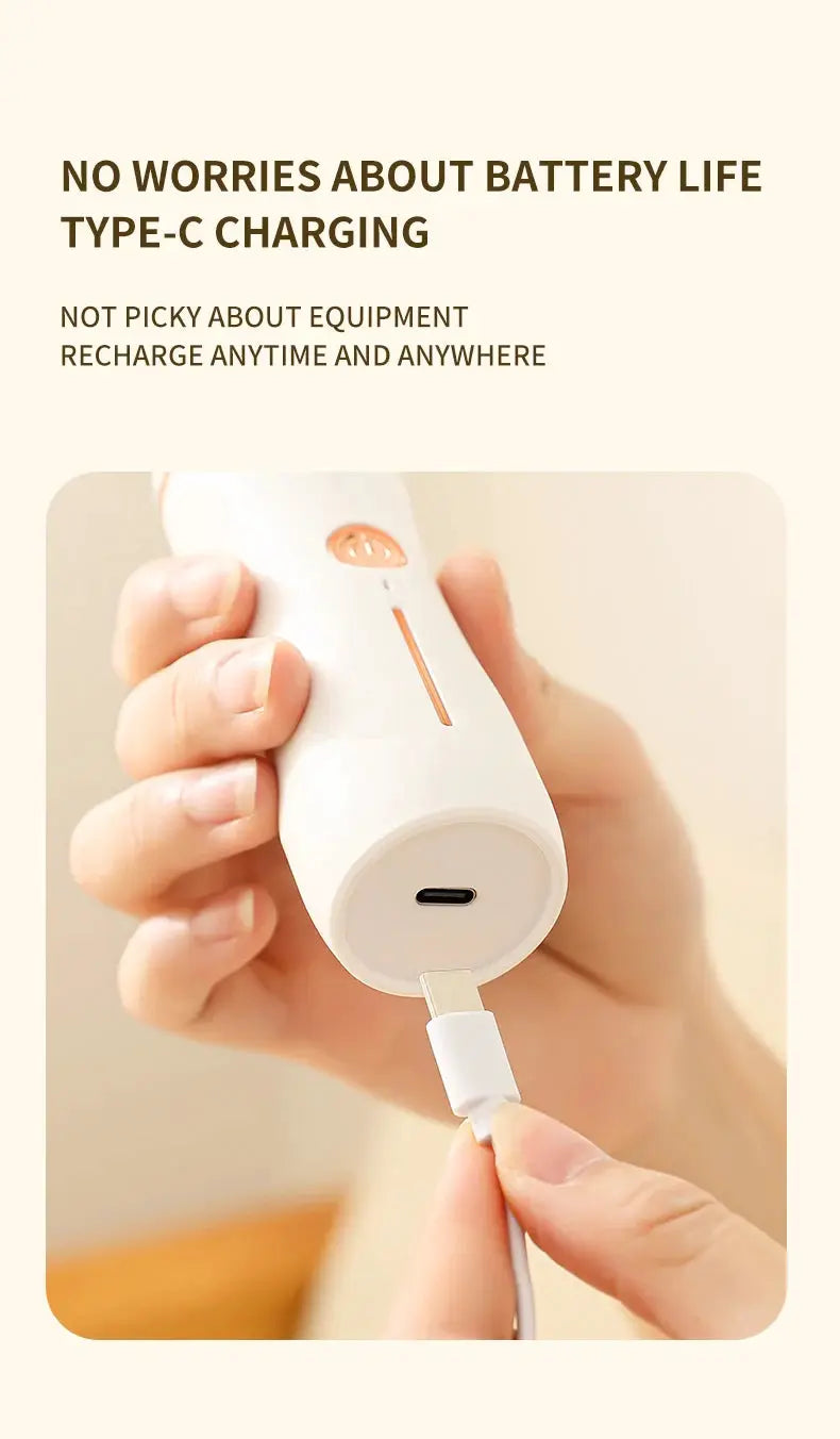 HOMEFISH electric foot grinder, white handheld pedicure tool with USB-C charging port and orange accent