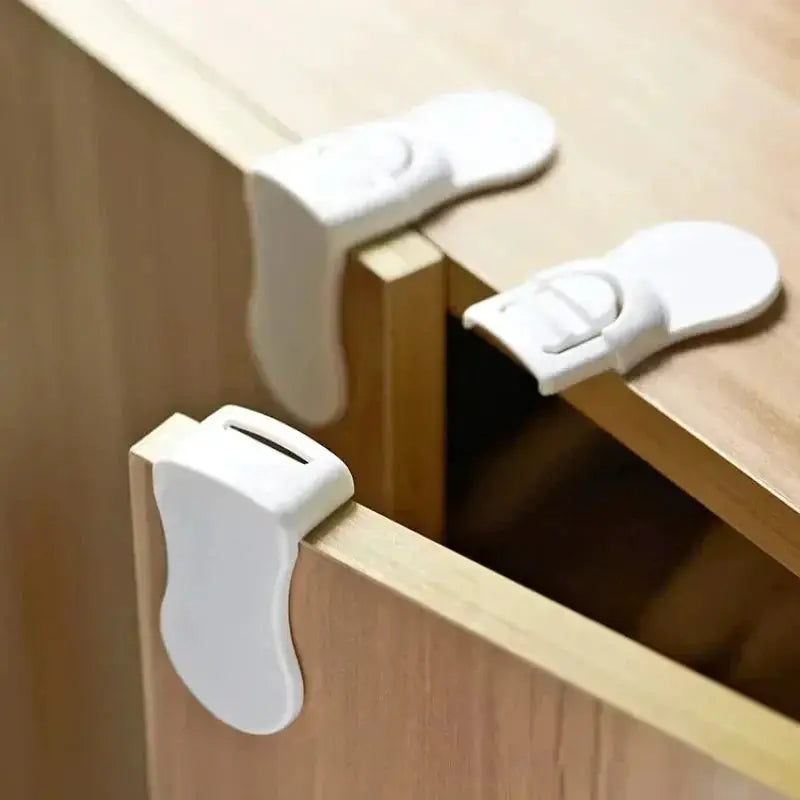 Simples Market white baby safety cabinet locks set of 3, anti-pinch drawer latches