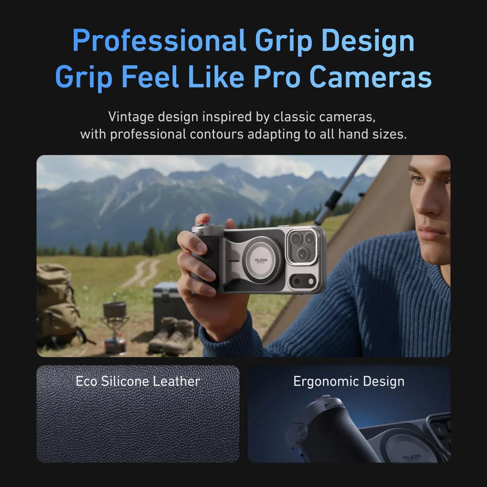 Telesin Magnetic Master Grip Kit For iPhone 17 Pro And Pro Max With Graphene Cooling Case And Ergonomic Camera Handle