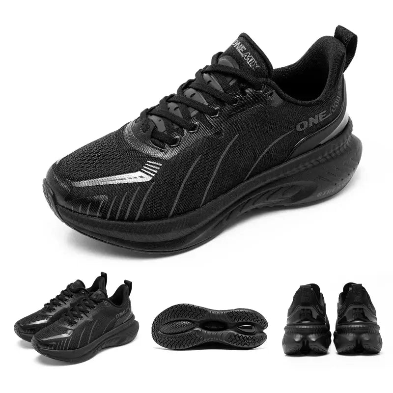 ONEMIX black road running shoes with mesh upper and air-cushioned sole