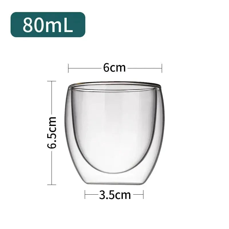 Double Bottom Wall Glass Tumbler Set For Coffee Tea Whiskey Vodka Wine Heat Resistant Drinkware