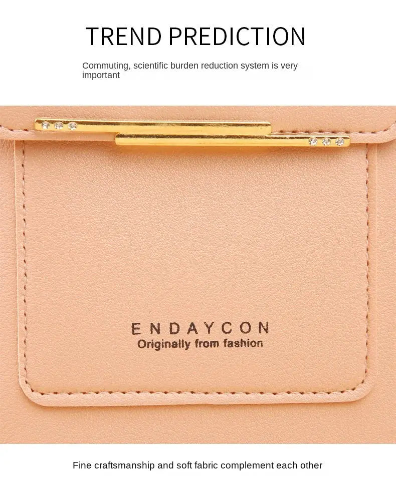 Endaycon peach faux-leather crossbody phone bag with gold bar clasp