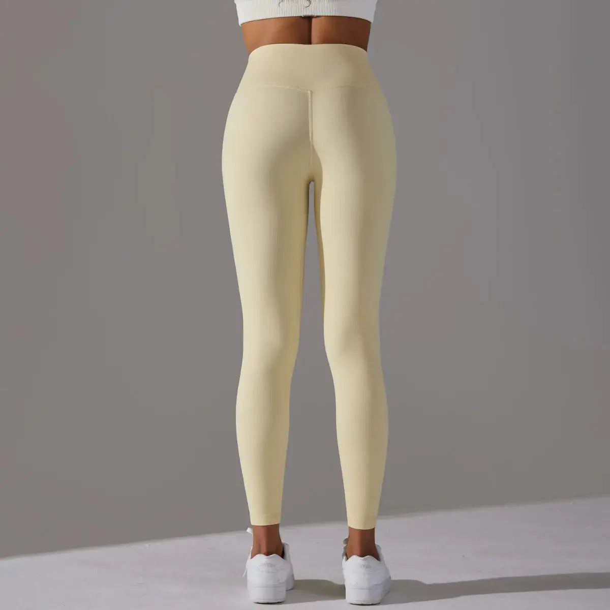 High-waist nude leggings for women by Simples Market, beige full-length fitness/yoga tights