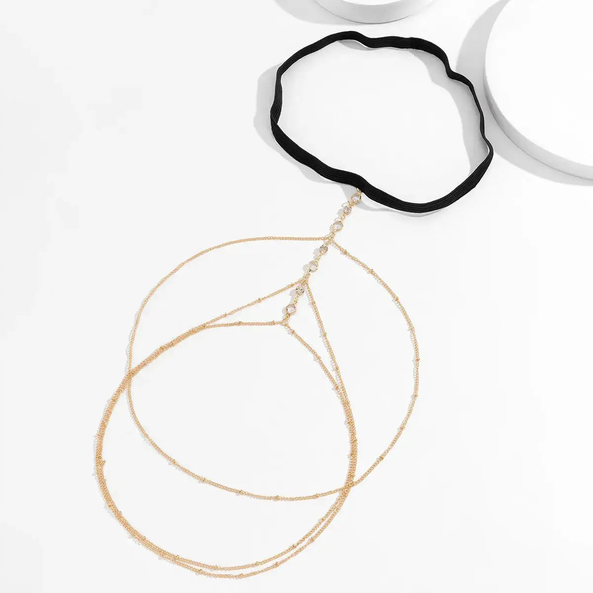 Boho Elastic Band Crystal Leg Chain For Women Multilayer Tassel Adjustable Beach Body Jewelry