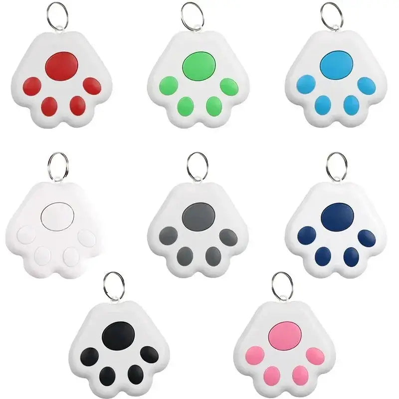 Simples Market paw-shaped GPS tracker keychain, silicone, multicolor 8-pack