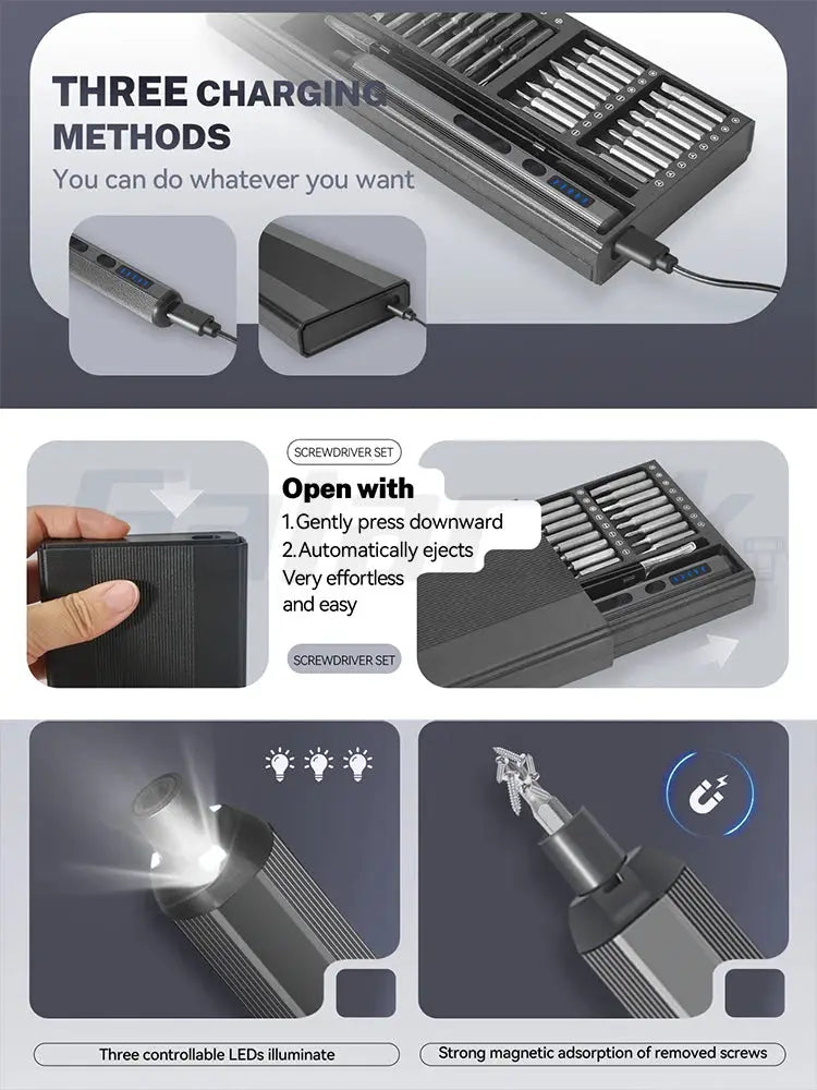 68 In 1 Precision Electric Screwdriver Set With Adjustable Torque And LED Fill Light For Mobile Phone And iPad Repair