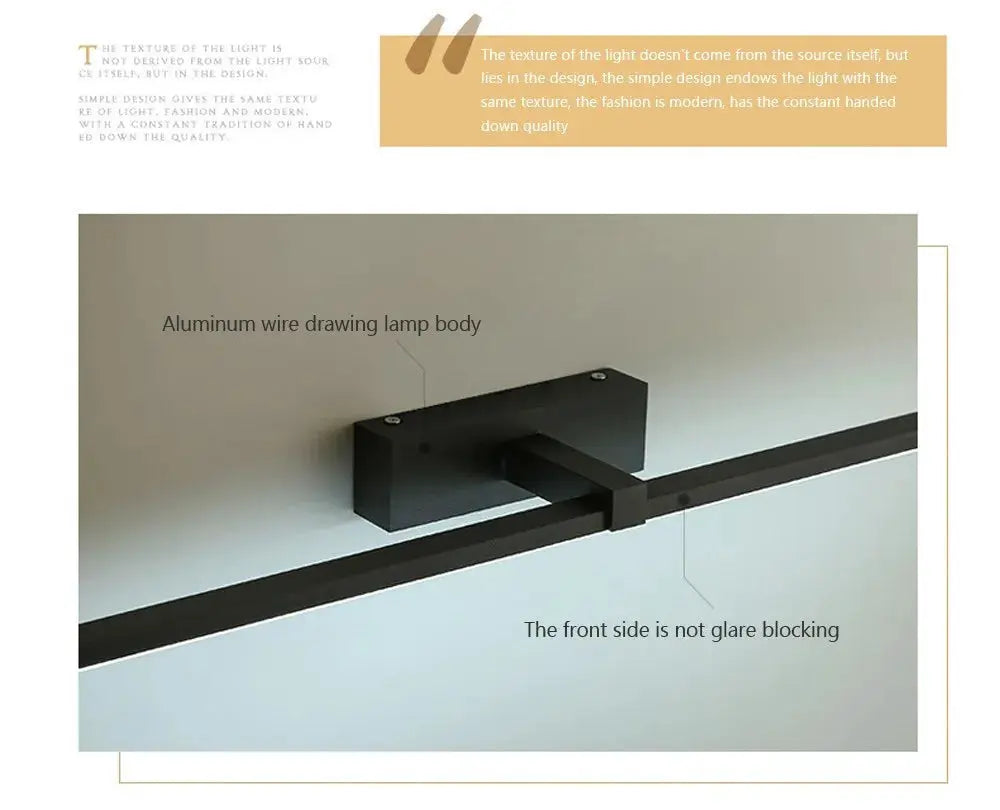 LED bathroom wall lamp in black aluminum with flat bar design