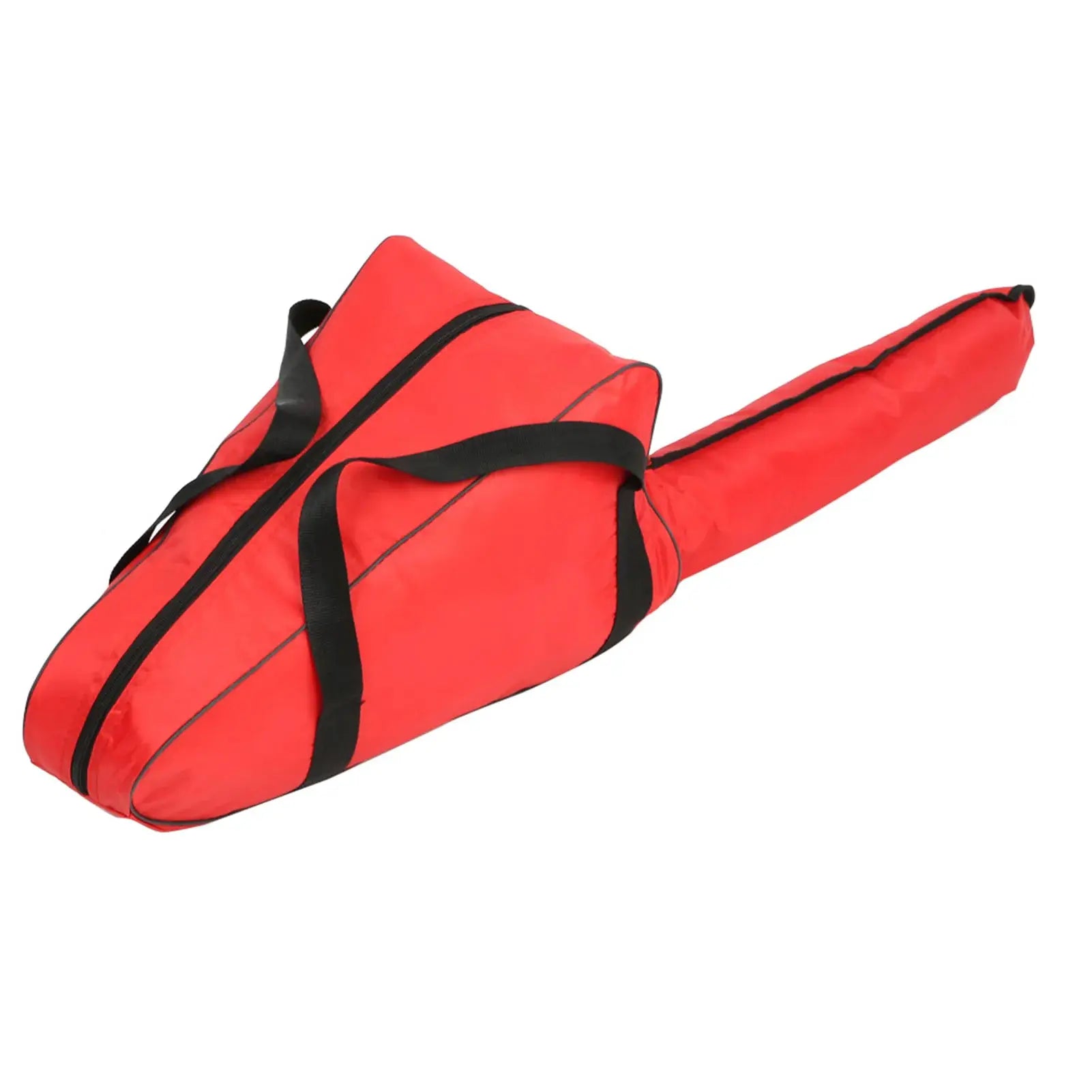 Chainsaw/electric saw bag, red waterproof Oxford cloth with black dual carry handles and sturdy top zipper closure