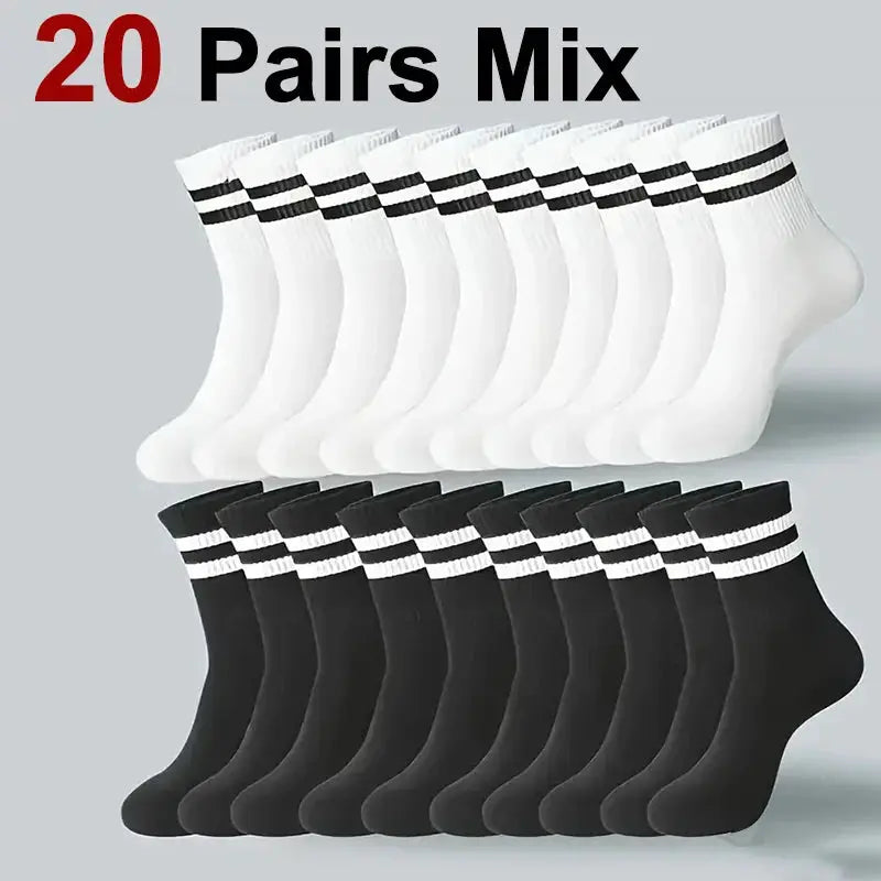 Neutral Solid Color Crew Socks Pack 5 10 20 Pairs Breathable Sweat Absorbing All Season Polyester Elastane Blend