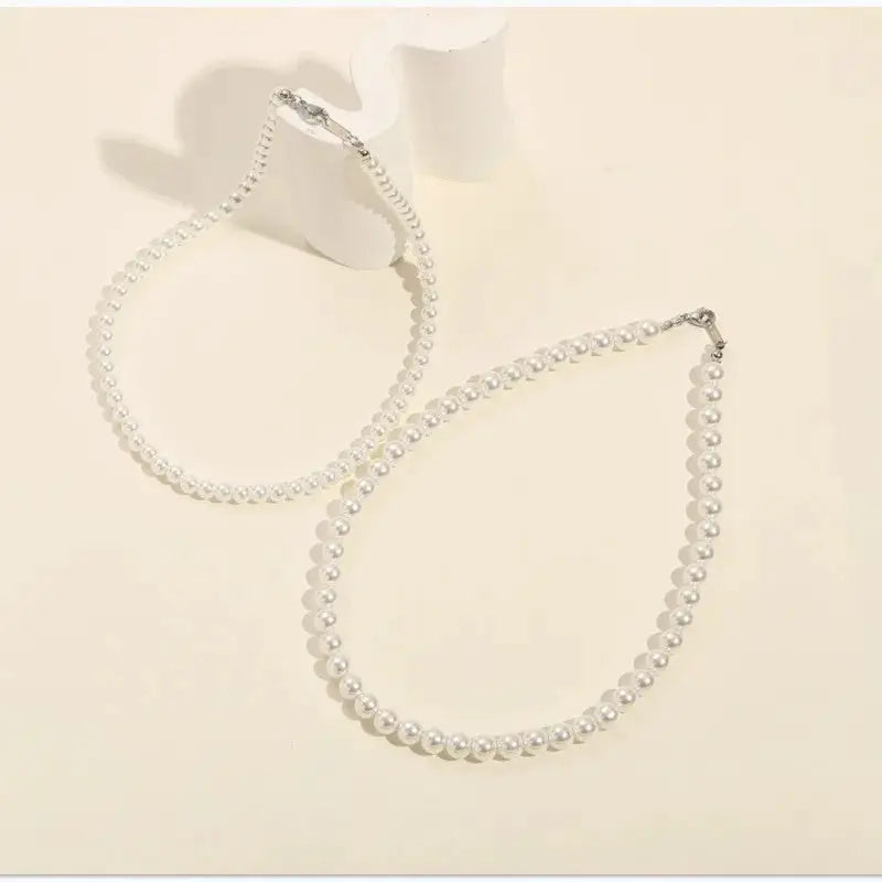 Mens Imitation Pearl Beaded Short Choker Necklace White Beaded Chain Jewelry For Men 2026 Fashion Accessory