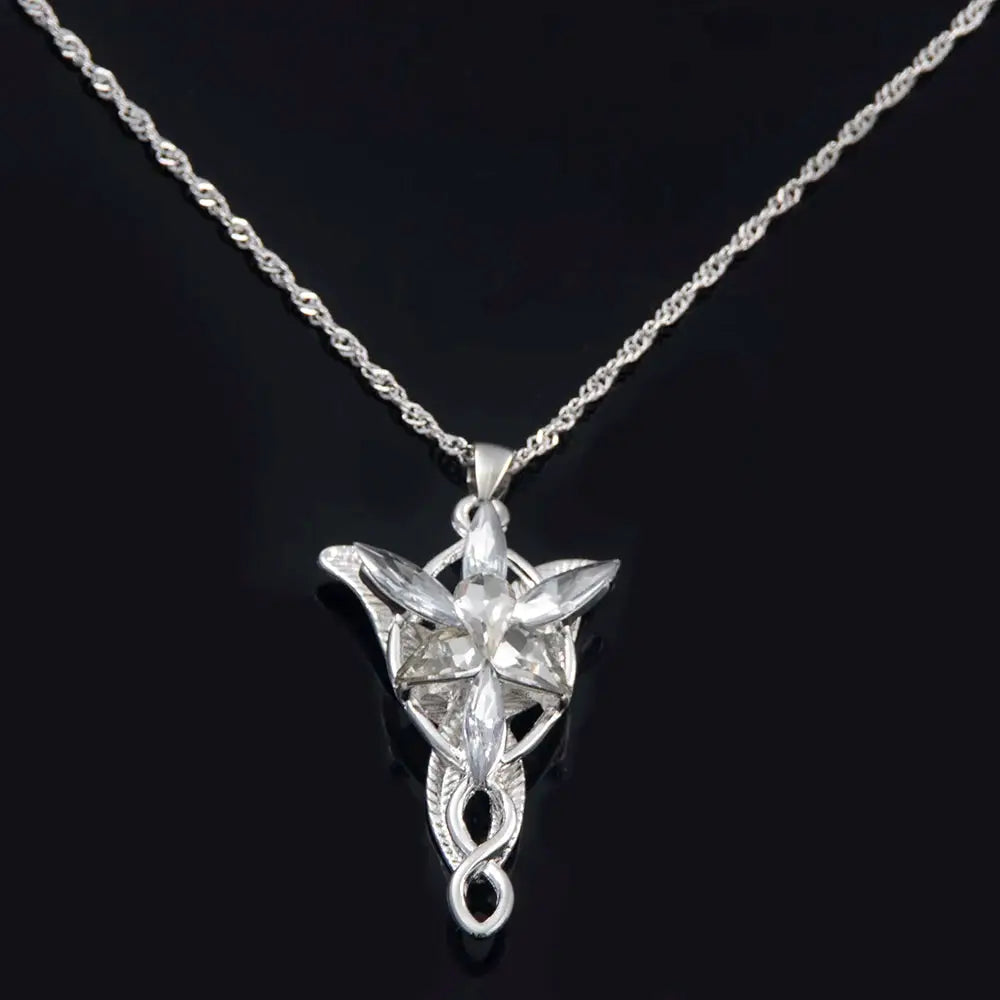 Arwen Evenstar necklace with silver chain and crystal star pendant