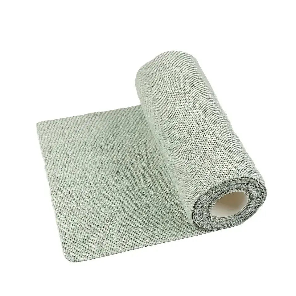 Simples Market microfiber cleaning wipes roll, 20pcs, reusable, high absorbency, machine washable, light green
