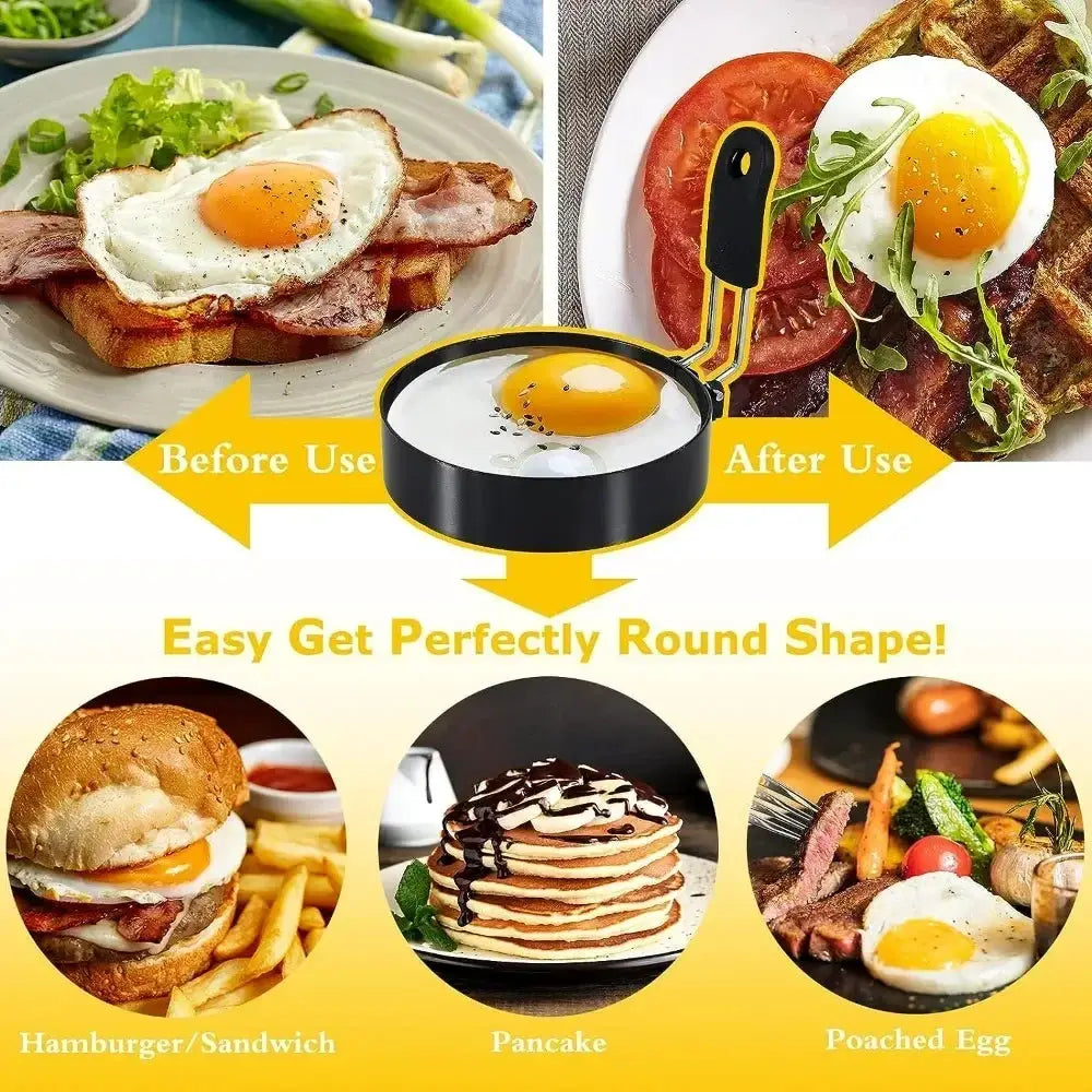 Anti Scald Egg Ring Set Professional Stainless Steel Nonstick Round Pancake Mold For Breakfast And Sandwiches