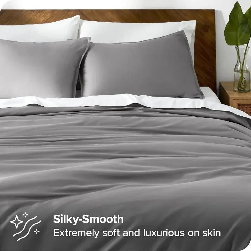 Simples Market 3pc grey quilt cover set in silky Lyocell bamboo fabric