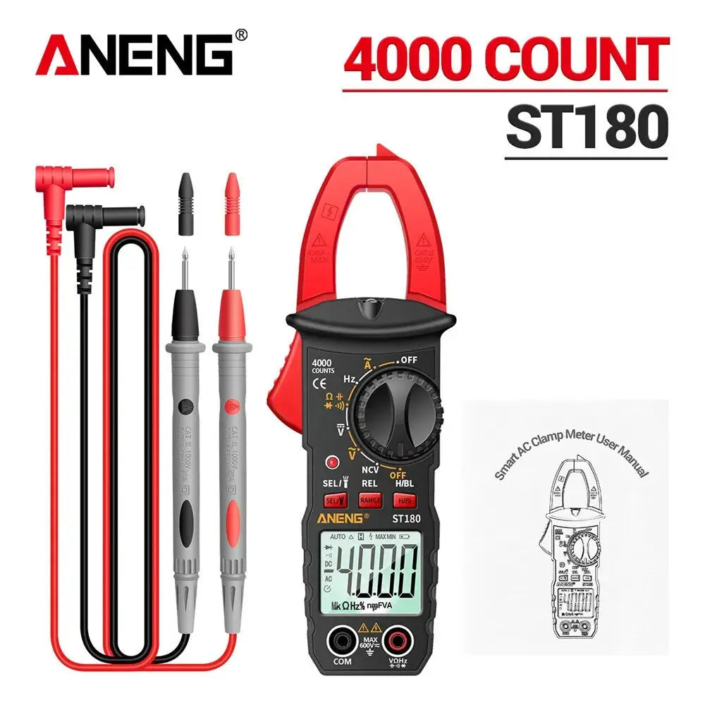 ANENG ST180 AC Current Clamp Meter Digital 4000 Counts Multimeter Capacitance NCV Ohm Ammeter Voltage Tester Car Amp
