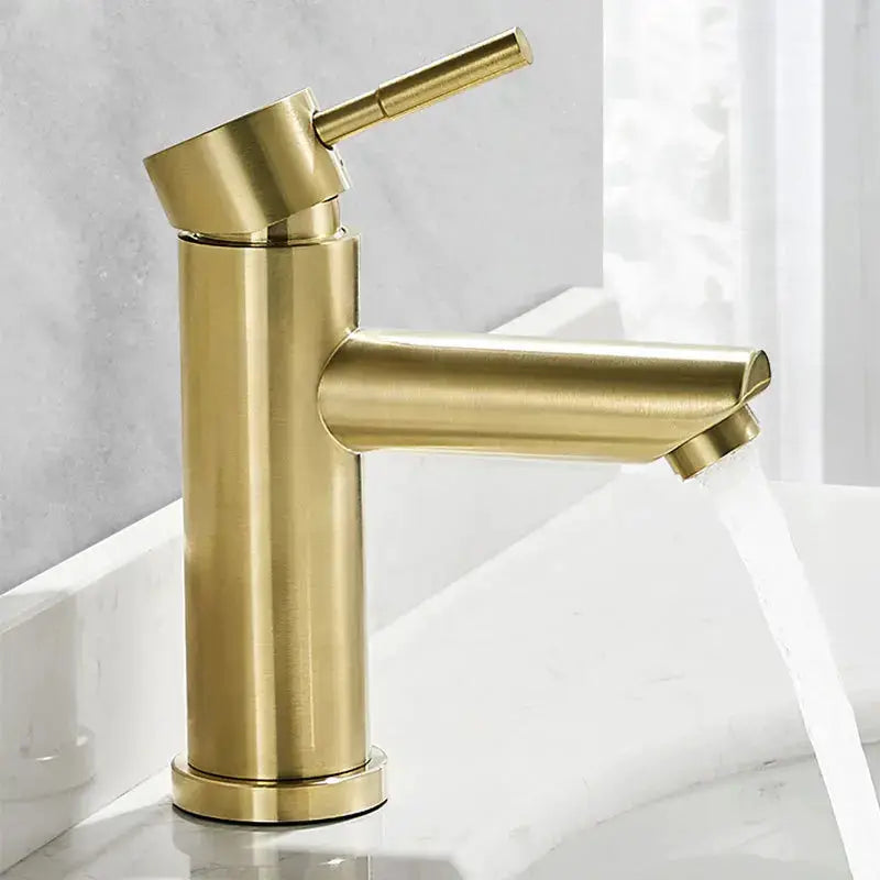 Brushed gold stainless steel bathroom faucet, modern 2-hole deck-mount basin mixer