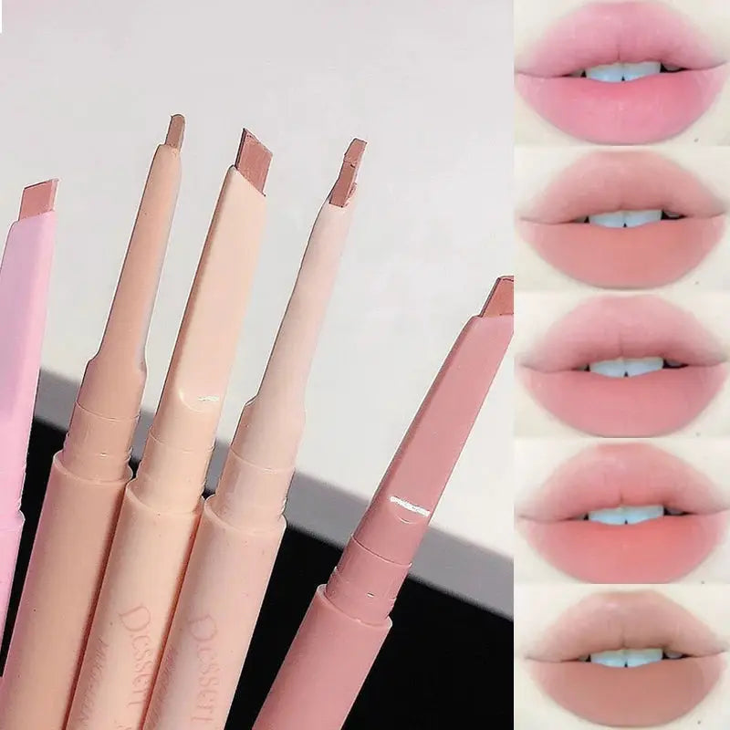 Dessert Lip Liner Automatic Rotating Waterproof Long Lasting No Color Outline Lip Liner Pen For Precise Lip Definition
