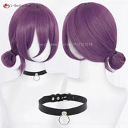 Cosplay wig Anime Rezee purple 45cm heat-resistant synthetic hair with black choker
