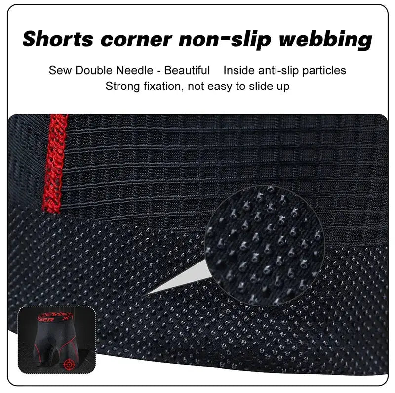 X-TIGER cycling underwear shorts by Simples Market; black breathable mesh fabric with anti-slip leg grips