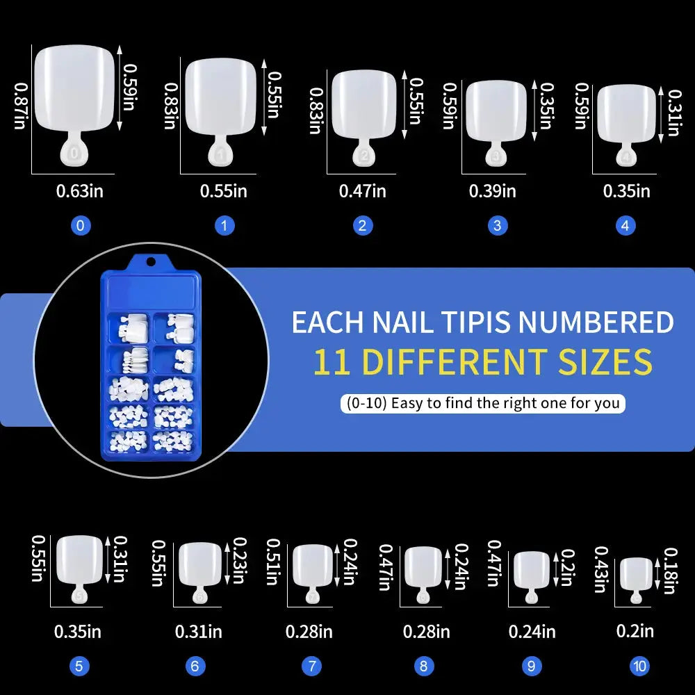 Glamour Nail Natural White Press On Toenails 100Pcs Full Cover Square Acrylic False Nails Kit For Salon Pedicure