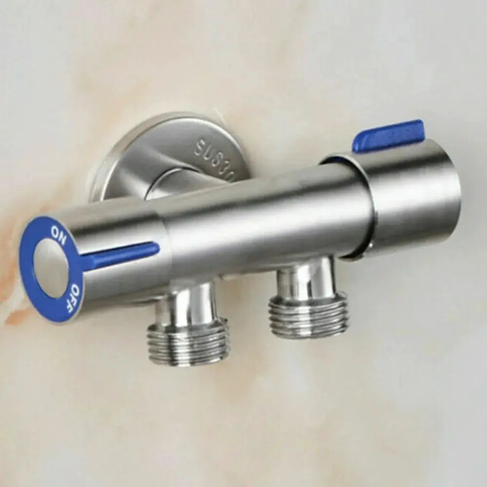 Simples Market double-handle stainless steel cold water faucet with dual hose outlets