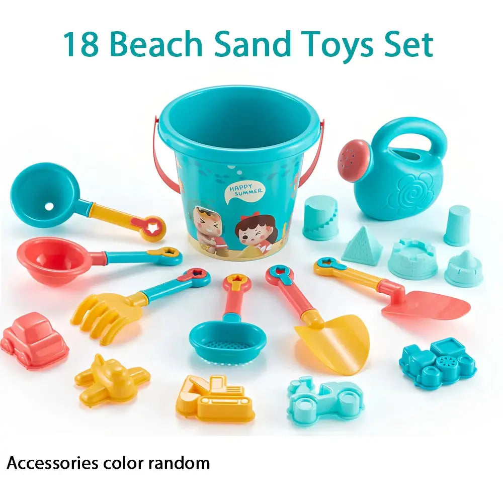 18 Piece Beach Sand Toy Set Durable Plastic Outdoor Sand Play Tools For Boys And Girls Summer Holiday Gift