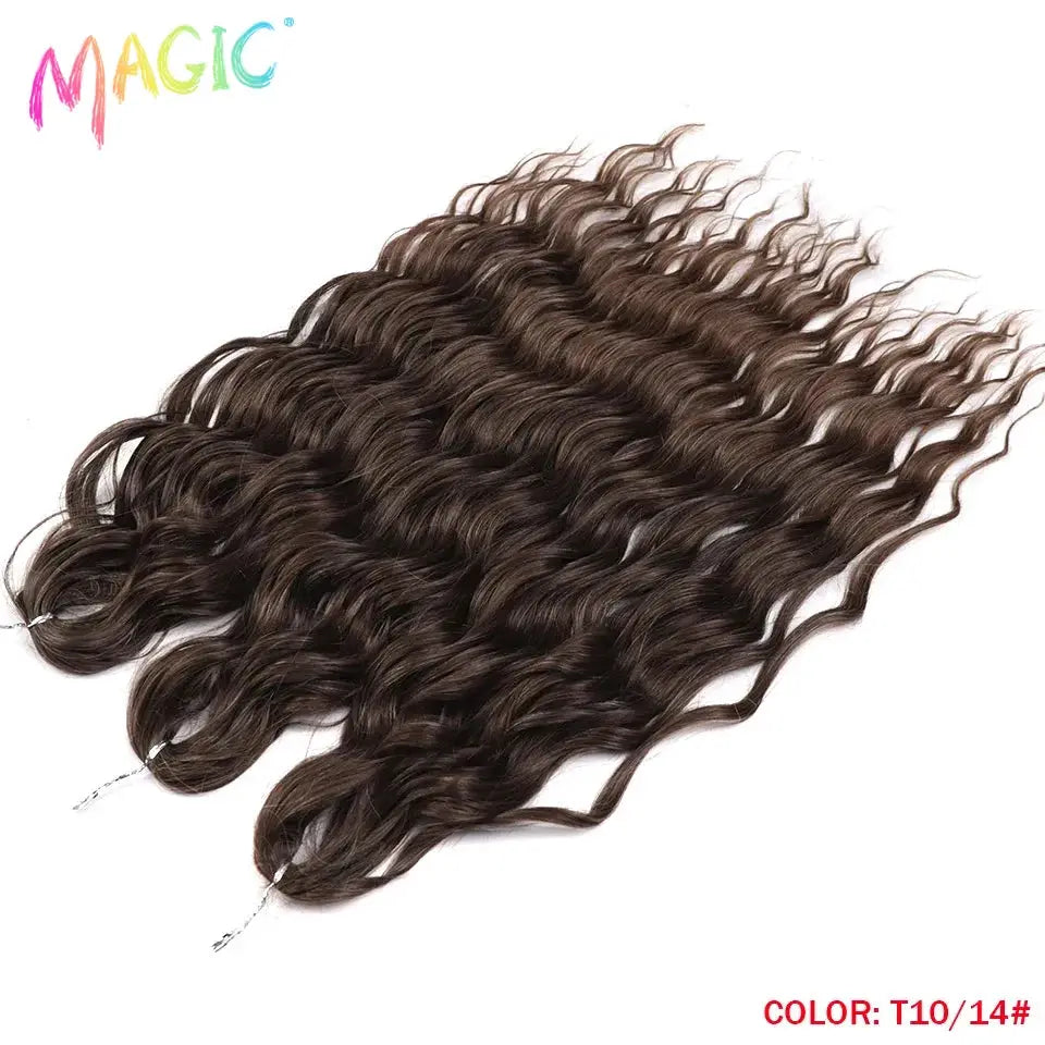 Anna Synthetic Hair 24 Inch Water Wave Braiding Extensions, Simples Market, color T10/14#, 4 bundles