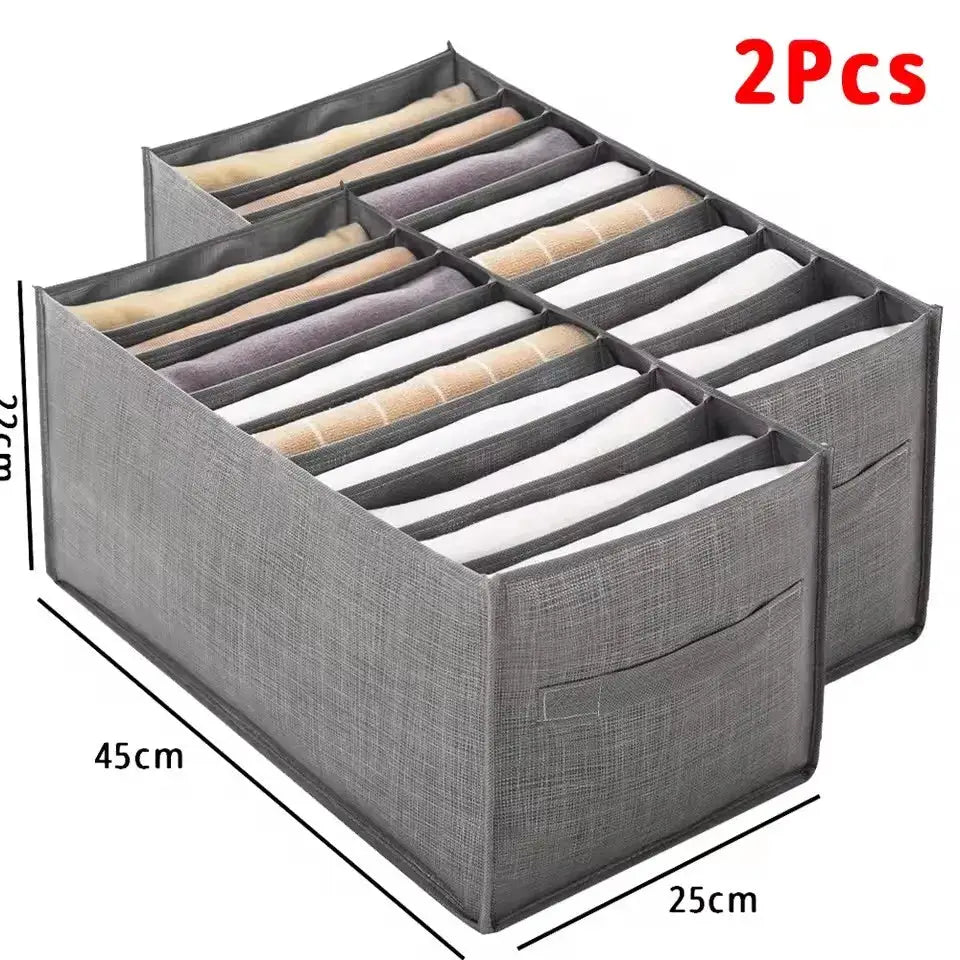 Simples Market 2-piece gray fabric clothes organizer with divided compartments for underwear, socks and bras