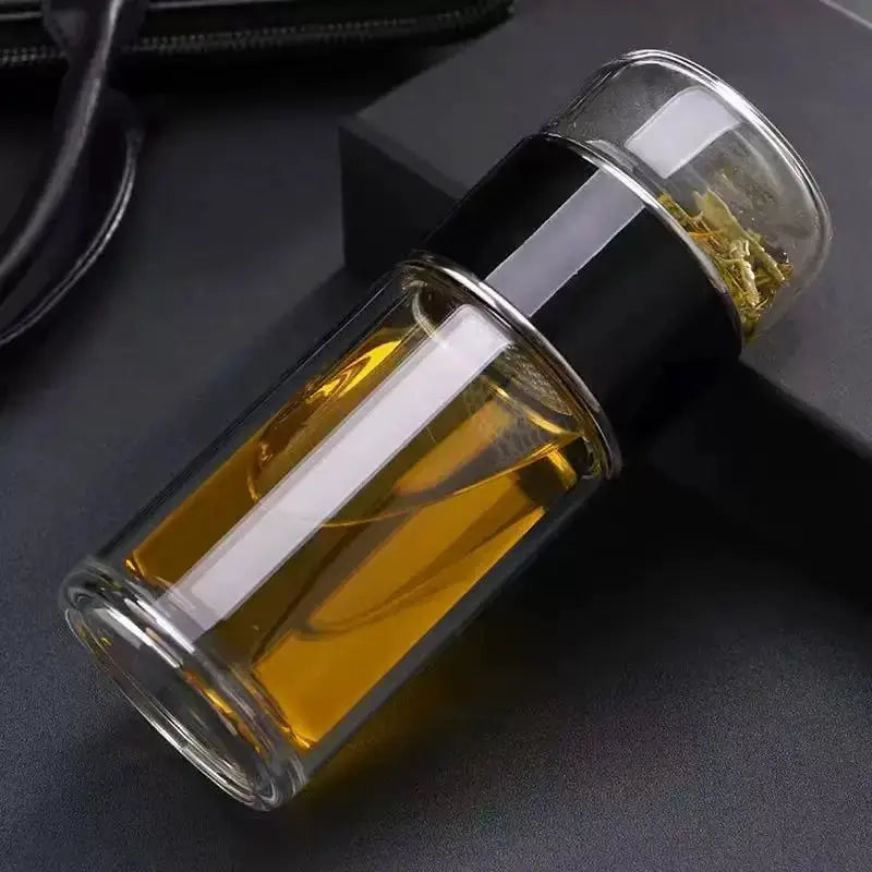 ClearSip 420ml Double Wall Borosilicate Tea Water Bottle Infuser Keeps Tea Fresh And Flavorful On The Go