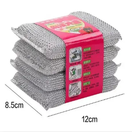 20Pcs double-sided scouring pads set by Simples Market, kitchen dishwashing scrub pads, silver-gray, 12x8.5 cm.