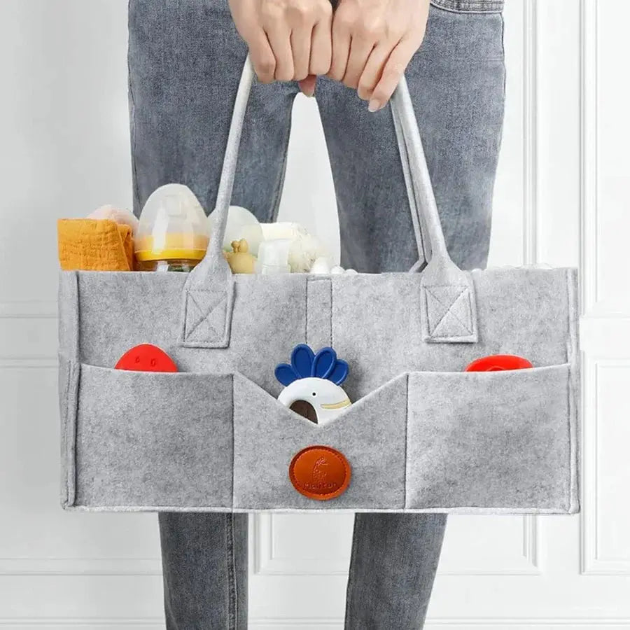 Felt Diaper Bag Organizer For Babies With Large Capacity And Neutral Design For Diapers And Toys