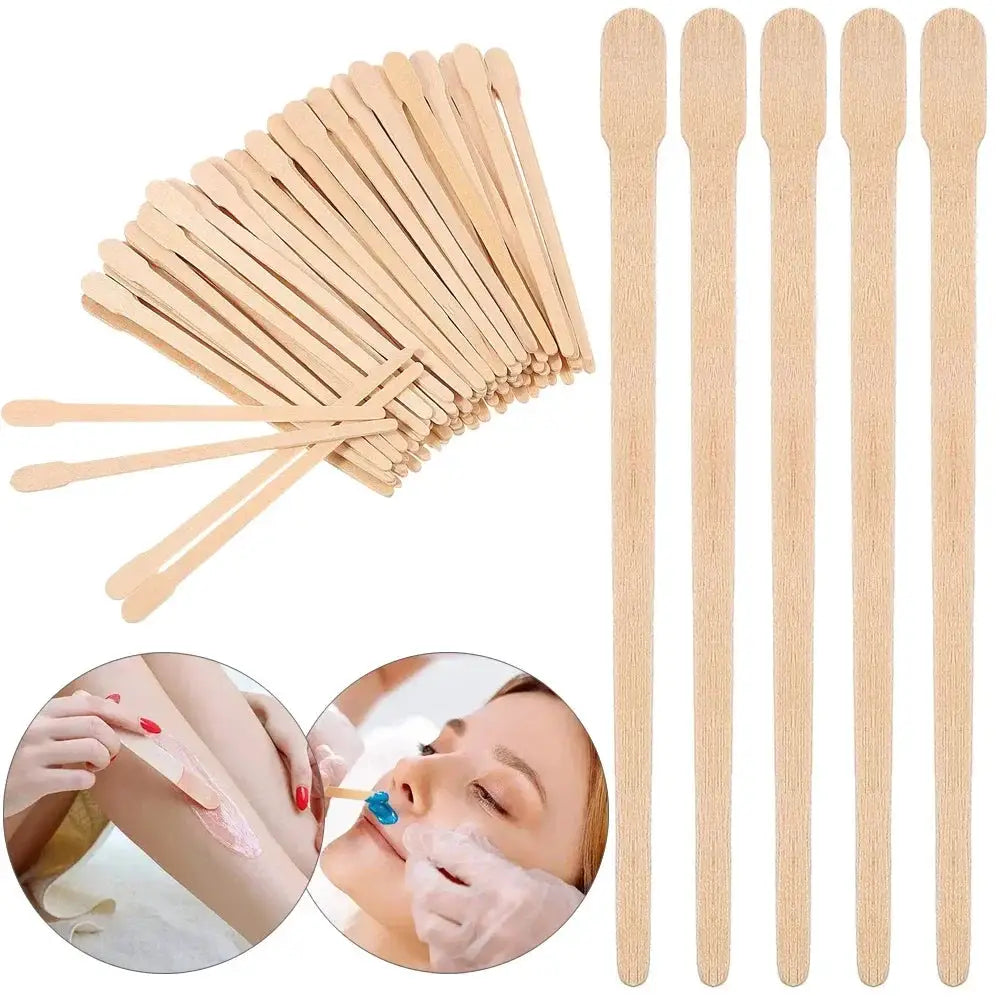 100 Pcs Wooden Disposable Depilation Spatulas For Waxing Hair Removal Sticks For Face And Eyebrows Beauty Tool