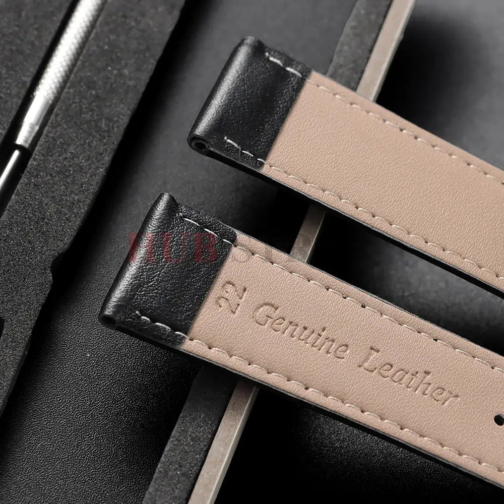 Genuine Leather Watchband 14 16 18 20 22 24mm With Automatic Butterfly Buckle For Men And Women Gift Box