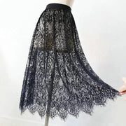 Simples Market black lace half slip underskirt, high-waist, sheer overlay