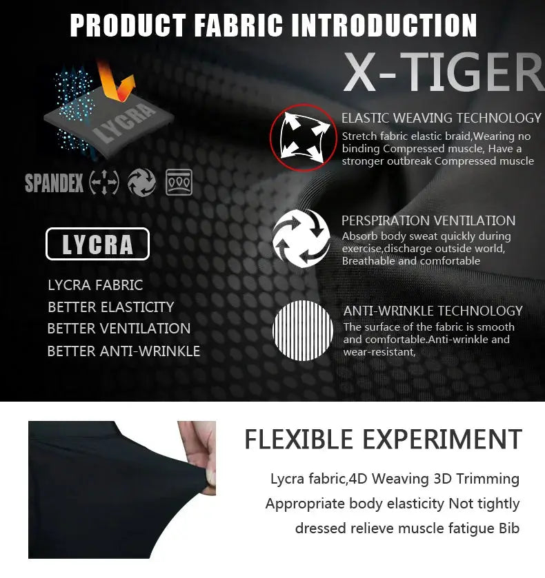 Simples Market X-TIGER men cycling shorts; Lycra fabric, gel pad, anti-slip leg grips, breathable stretchy shorts