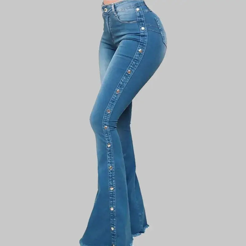 High Waist Stretch Denim Flare Jeans For Women Trousers Autumn 2024