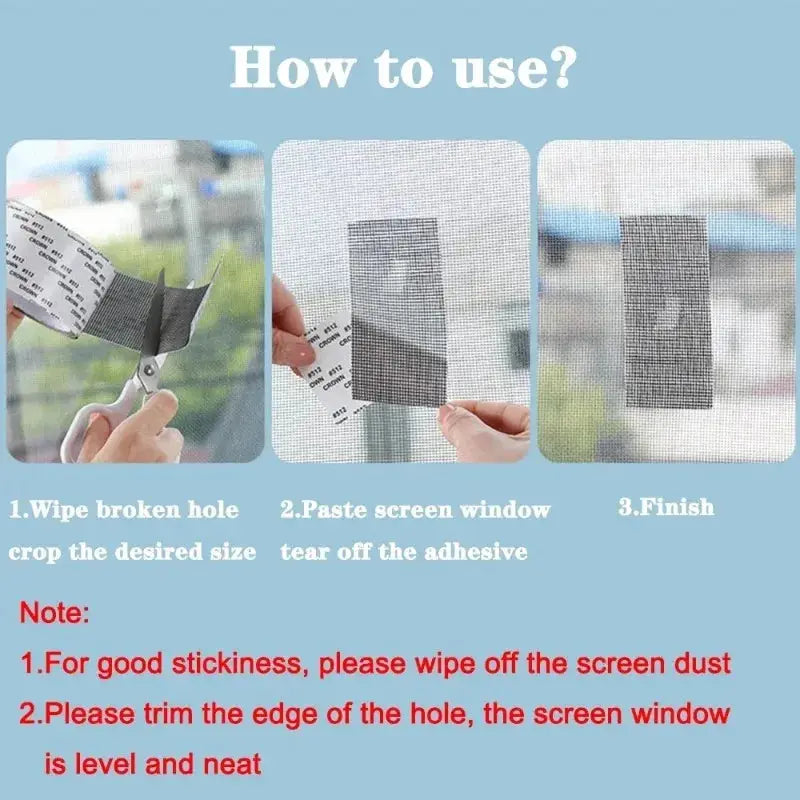 Self Adhesive Mosquito Net Repair Tape For Window Screens Waterproof Mesh Patch To Seal Holes And Tears