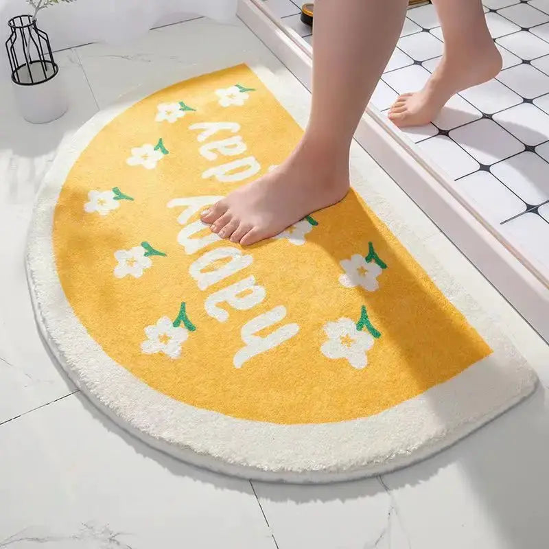 VIKAMA Imitation Cashmere Semi Circular Bathroom Floor Mat Waterproof Non Slip For Living Room Bedroom Door Mat