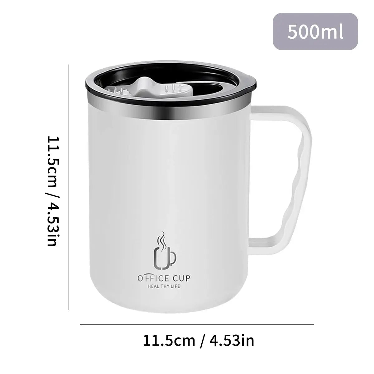 Double Wall Insulated 304 Stainless Steel Coffee Mug With Handle Leak Proof 500ml 16oz Drinkware For Adults And Students