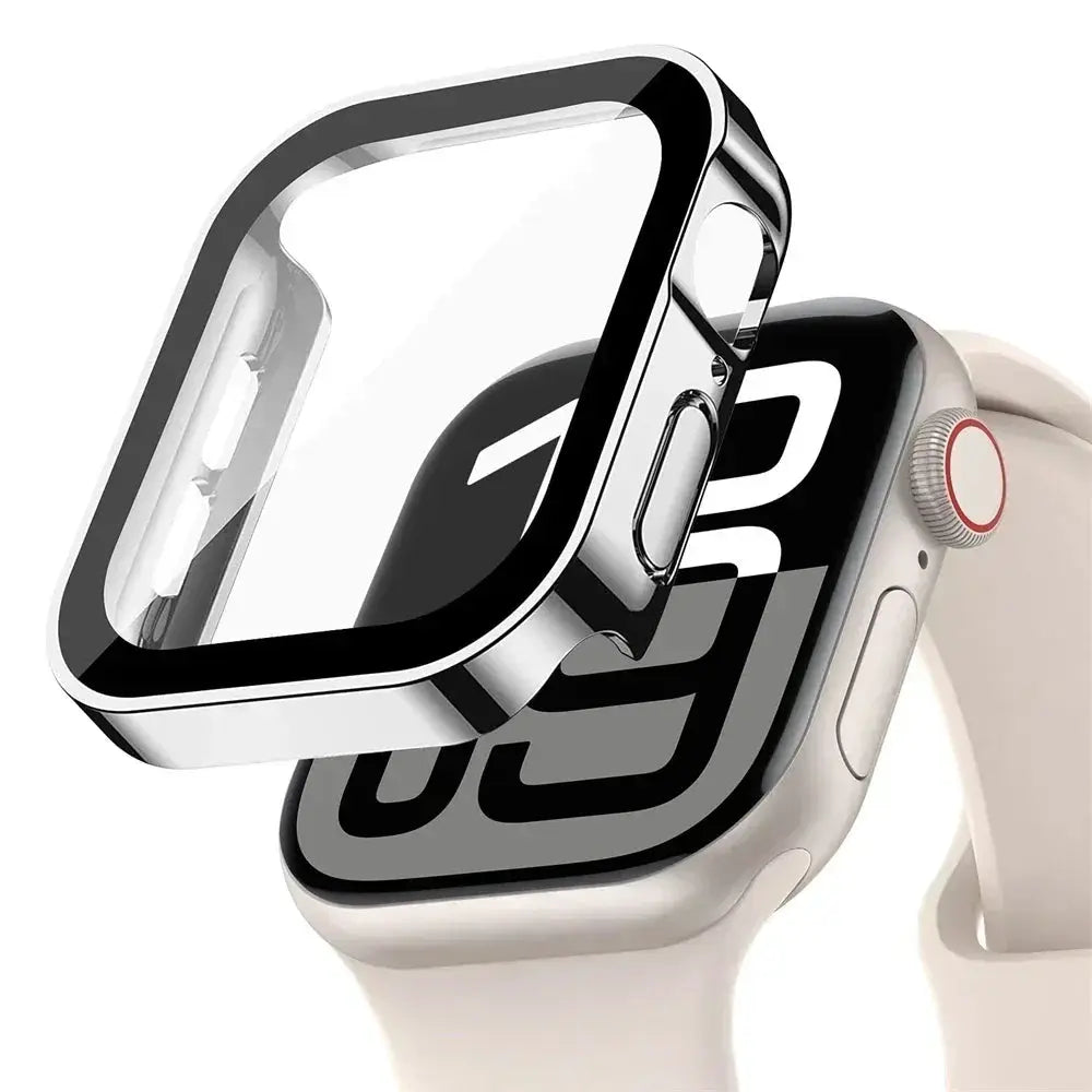 Apple Watch screen protector by Simples Market with clear tempered-glass bumper frame