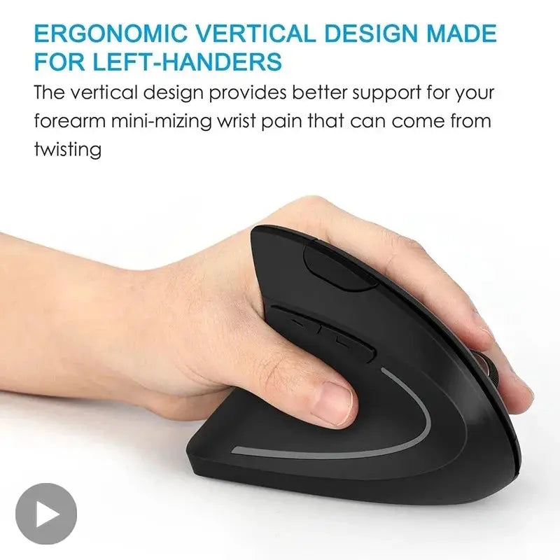Vertical Ergonomic Wireless and Wired USB Mouse With Rechargeable Bluetooth Connectivity 1600 DPI For PC Laptop Gaming