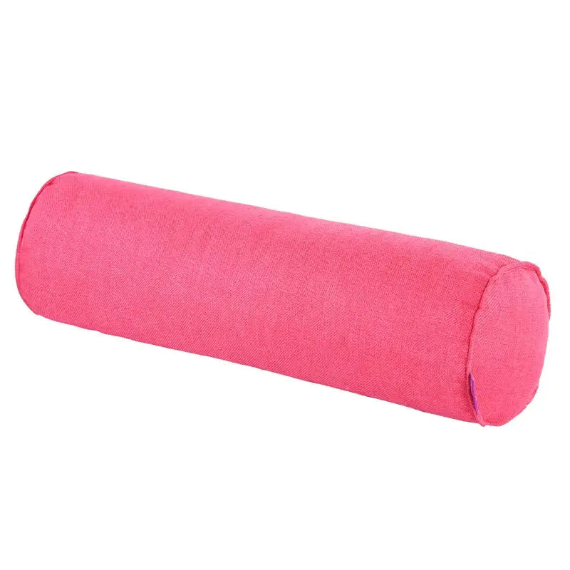 Pink cotton-linen cylindrical neck bolster pillow case by Simples Market