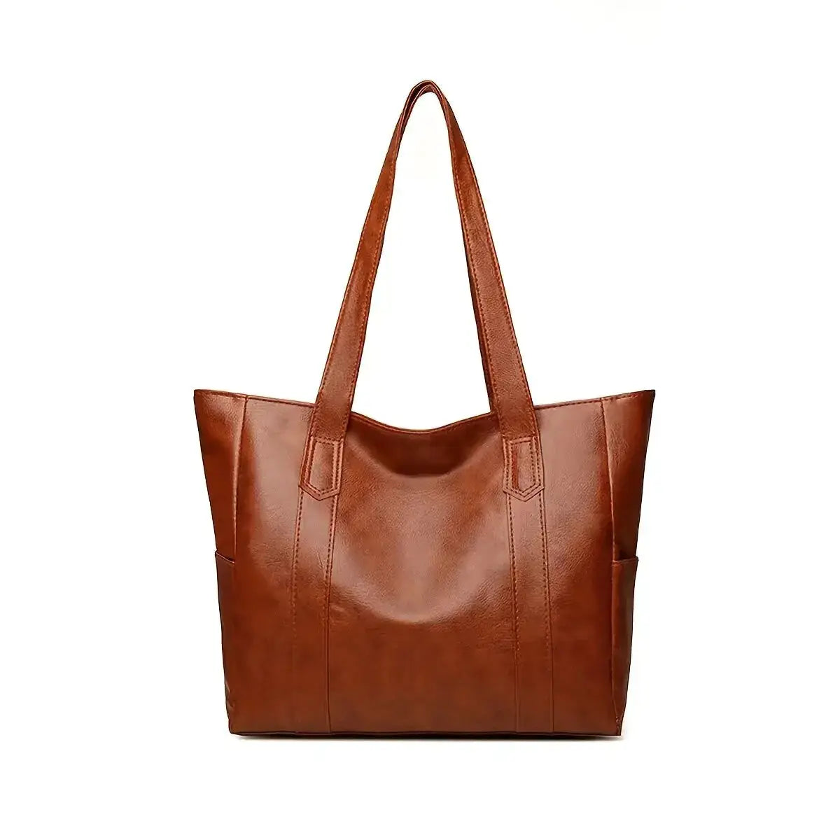EcoVibe Vintage Large Capacity Tote Bag Premium Vegan PU Leather For Daily Commute And Weekend Trips