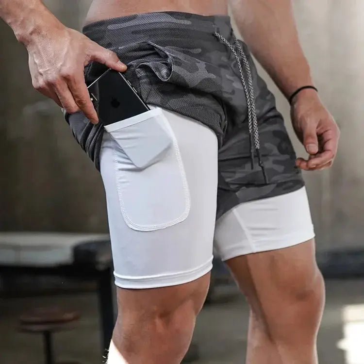 Camo 2 In 1 Running Shorts For Men Quick Dry Gym Fitness Shorts For Workout Training And Jogging